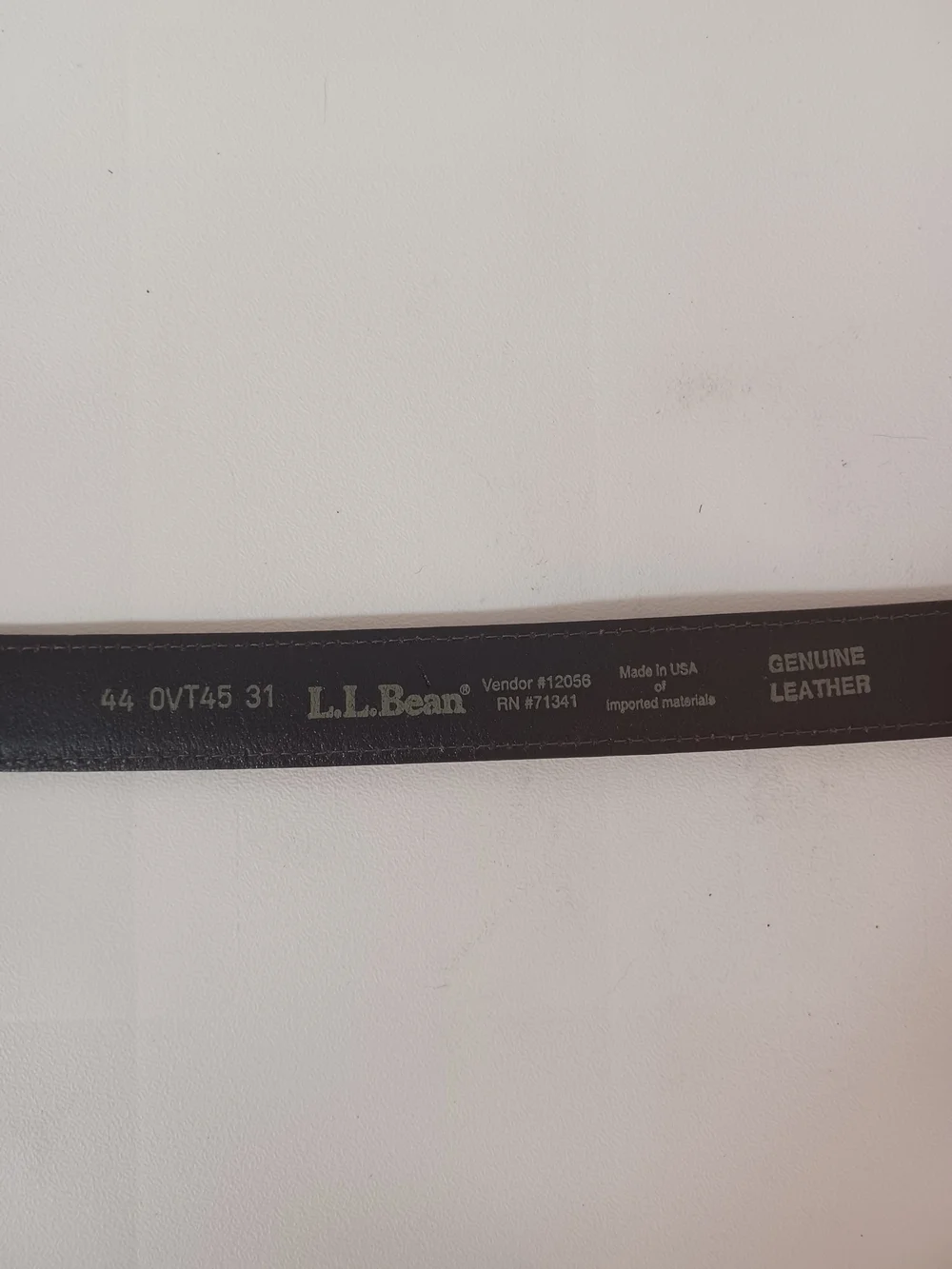 L.L. Bean Men's Size 44 Brown Genuine Leather Belt Brass Buckle Made In USA